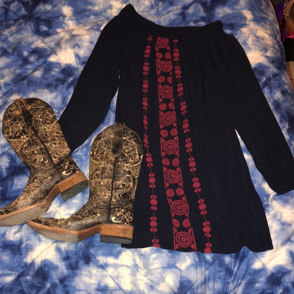 Navy Blue embroidered dress